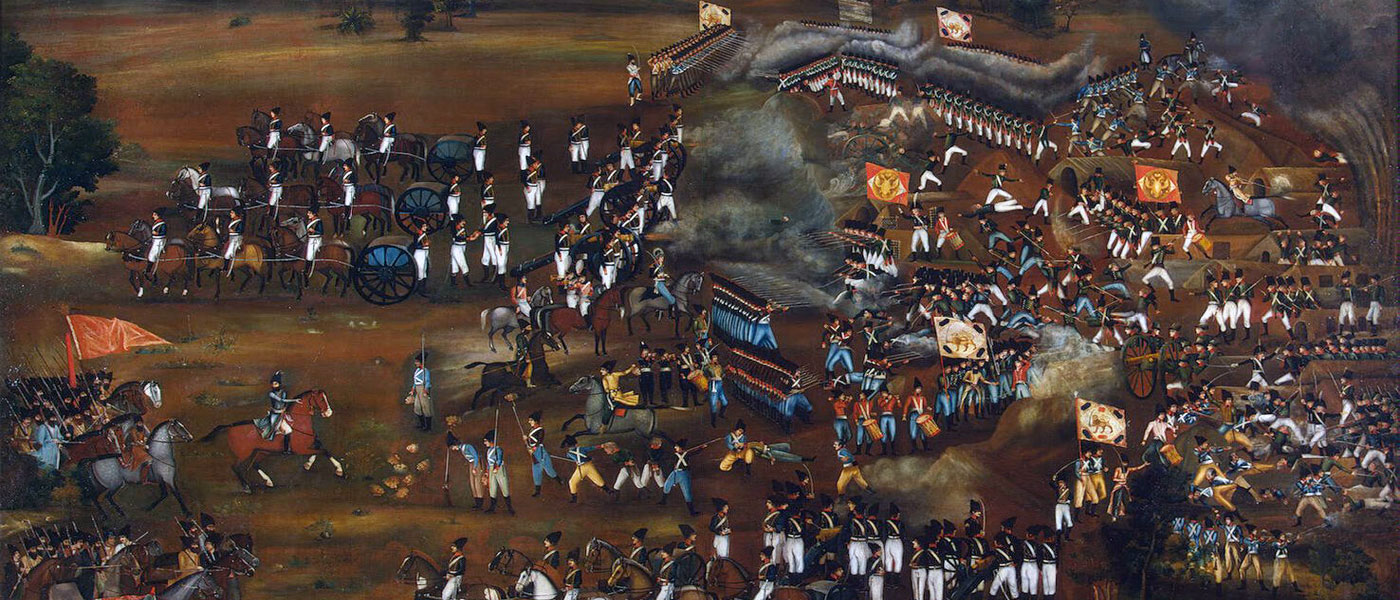 تابلوی نقاشی از نبرد سلطان‌آباد در سال ۱۸۱۲ و پیروزی سپاه عباس‌میرزا