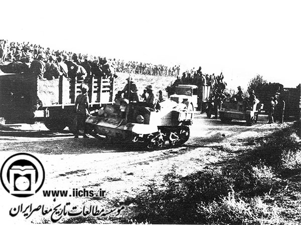 ورود تانک‌ها، زره‌پوش‌ها و کامیون‌های نظامی حامل سربازان به ایران در شهریور سال 1320