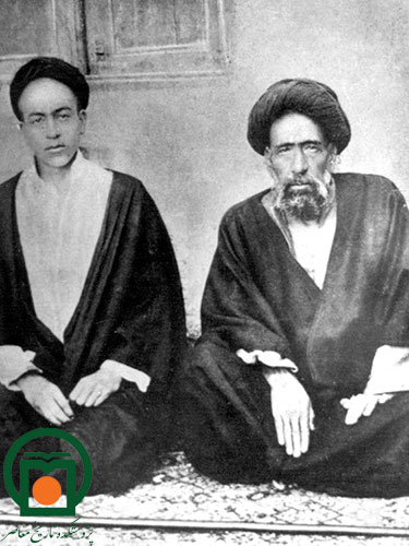شهید آیت‌الله سیدحسن مدرس، در کنار فرزندش دکتر سیدعبدالباقی طباطبائی