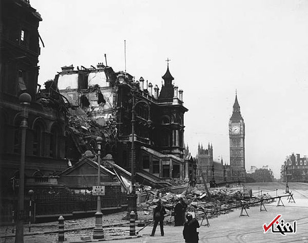 تصویری از بمباران لندن در جنگ جهانی دوم