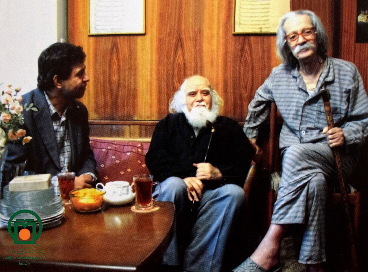 محمدرضا حکیمی در دیدار با زنده‌یاد شمس آل احمد در منزلِ مسکونی وی